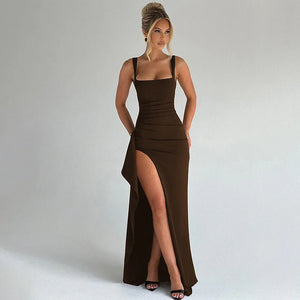 The Valesia Formal Slip Maxi Dress Brown
