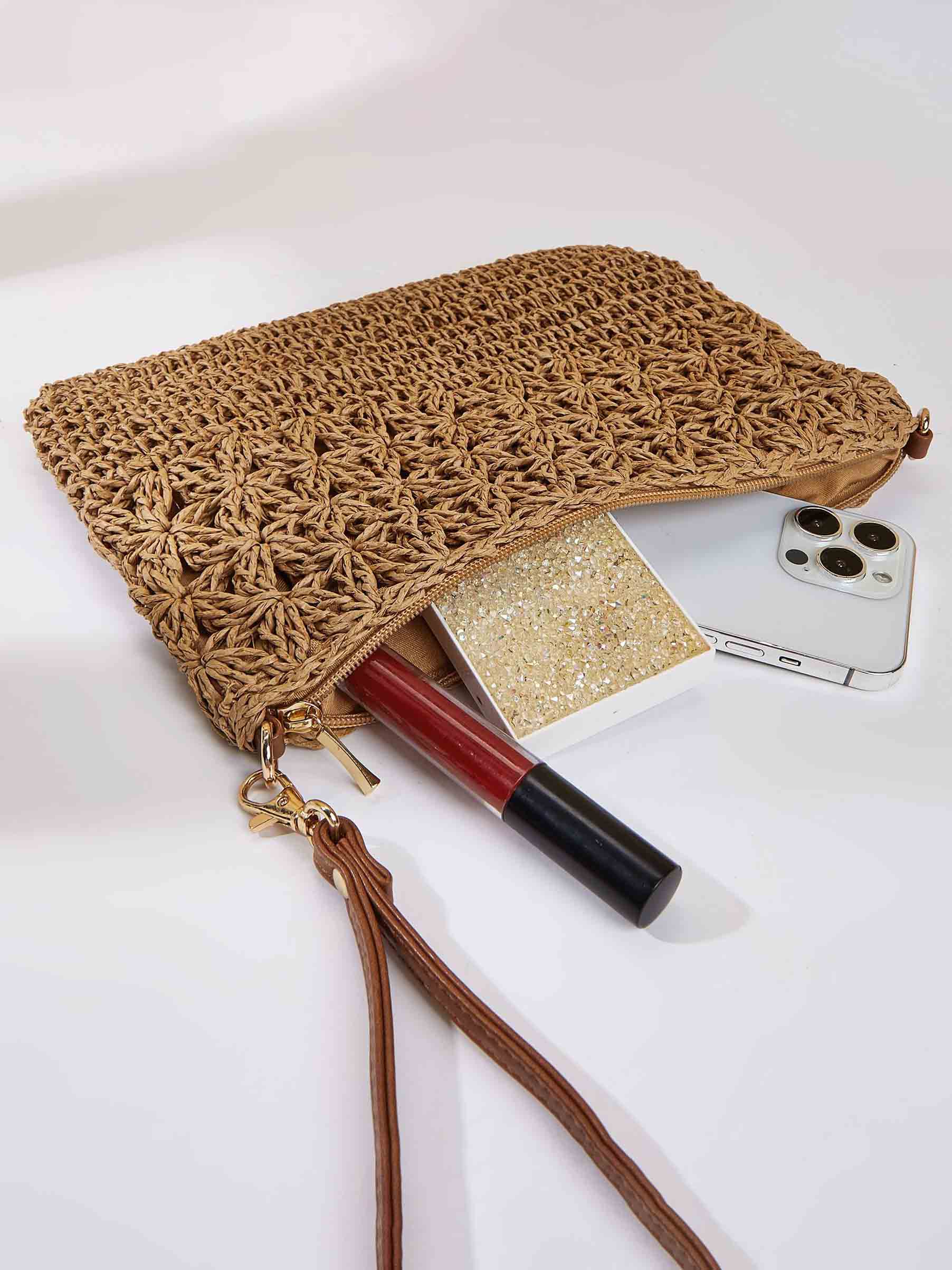 Sac de plage en paille artistique simple