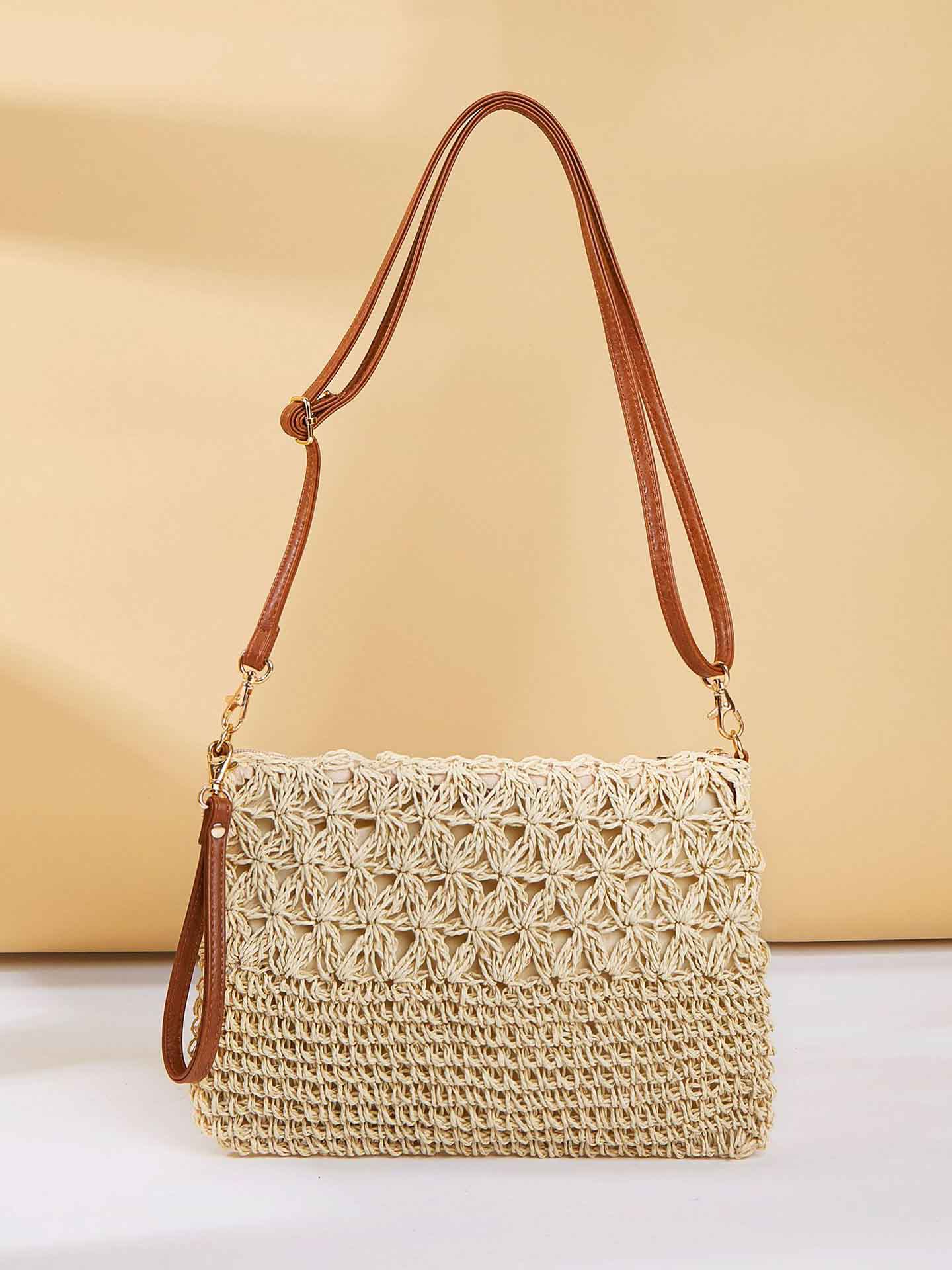 Sac de plage en paille artistique simple