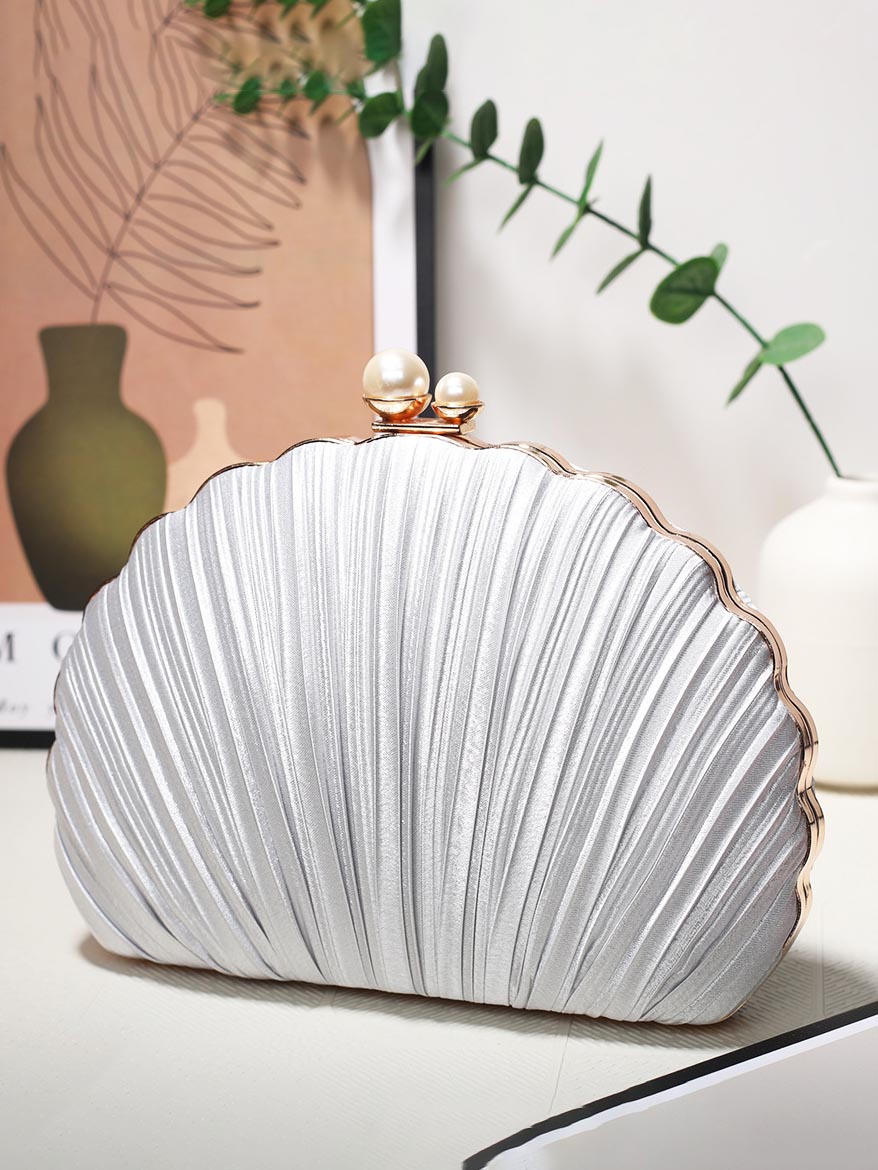 Sac de soirée coquillage, pochette plissée