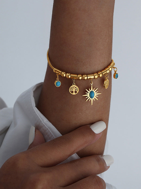 Ensemble collier et bracelet turquoise soleil à la personnalité polyvalente