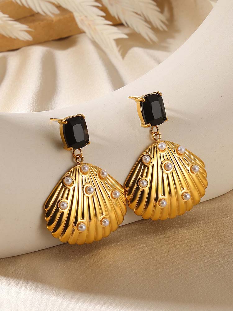 Boucles d'oreilles exquises en coquillage de perles