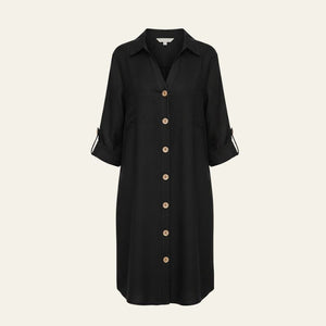 The Amalfi Button-Front Shirt Dress Black