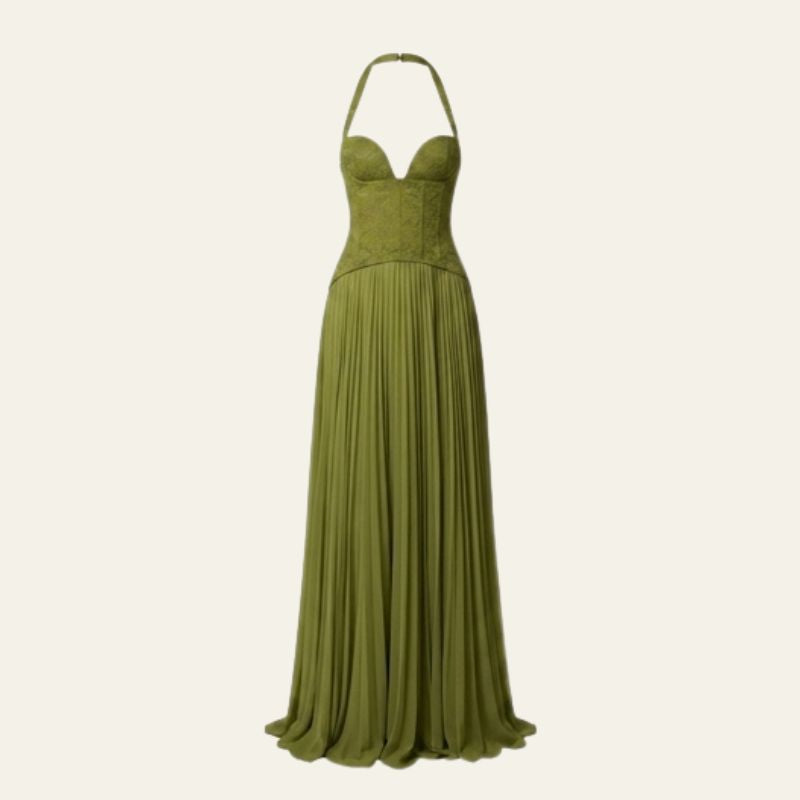 The Ravello Lace-Detail Halter Gown