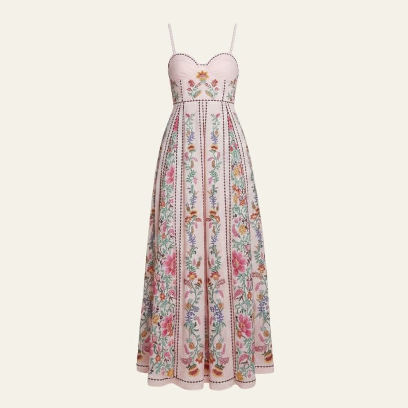 The Capri Embroidered Bustier Maxi Dress