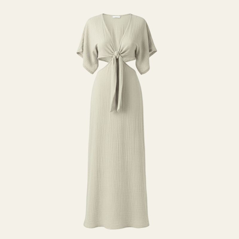 The Santorini Cut-Out Tie-Front Maxi Dress