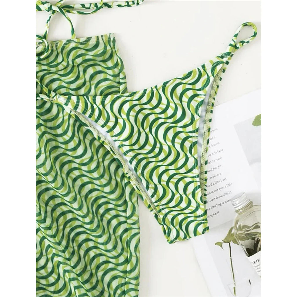 Wrap Around Bikini With Skirt and Hairband