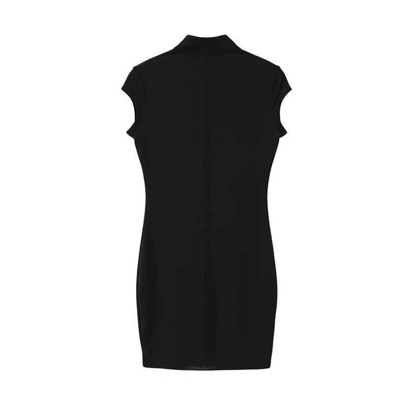 K-Pop Black Hollow Mini Dress