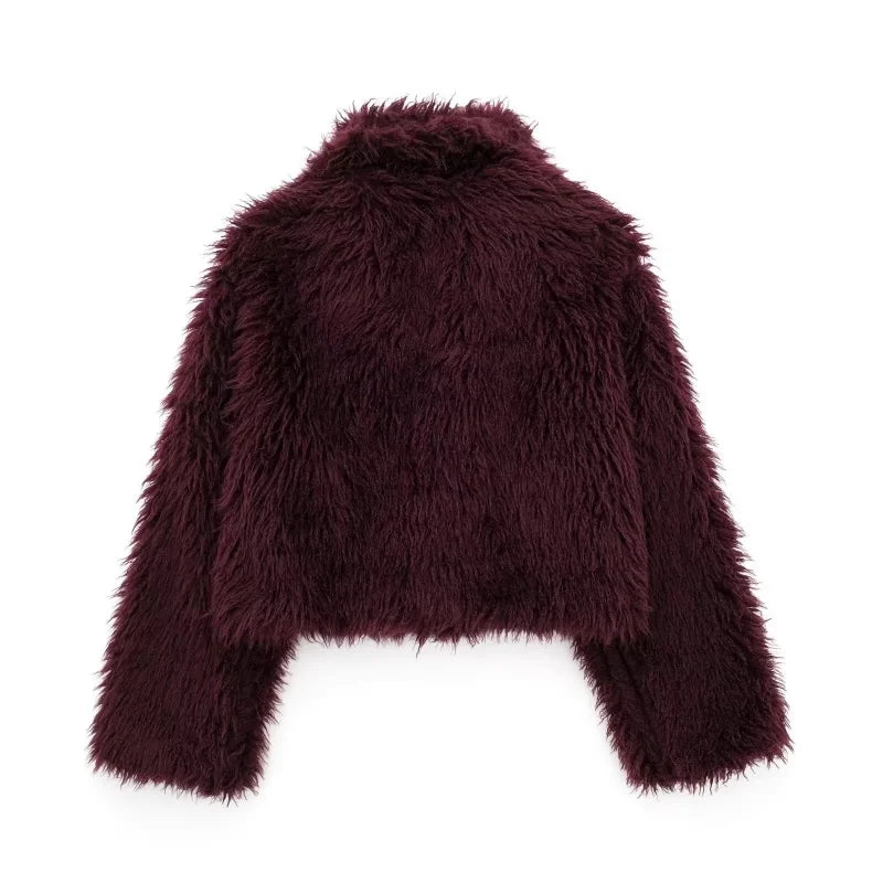 Amara Burgundy Faux Fur Cardigan