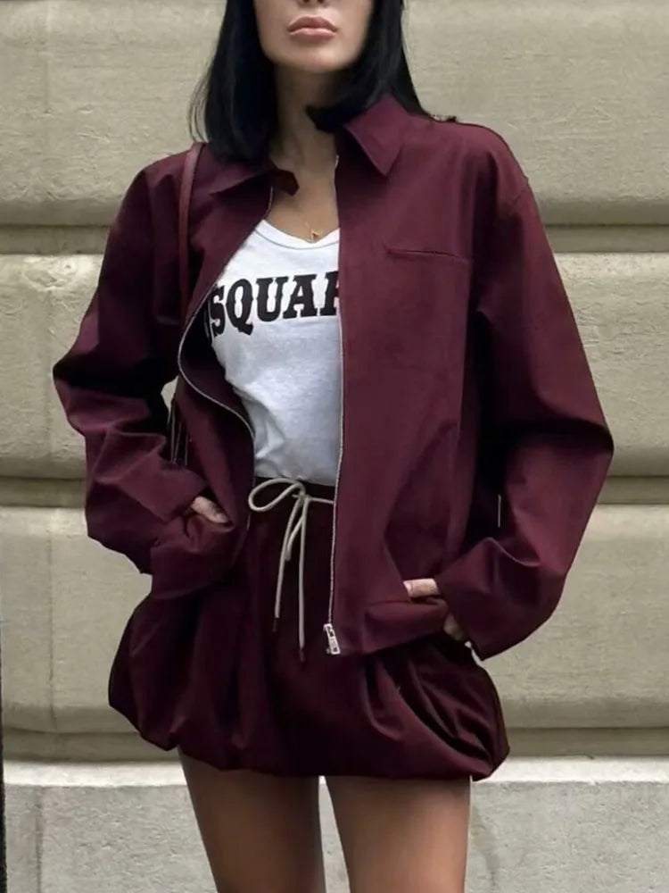 Burgundy Canvas Zip Jacket