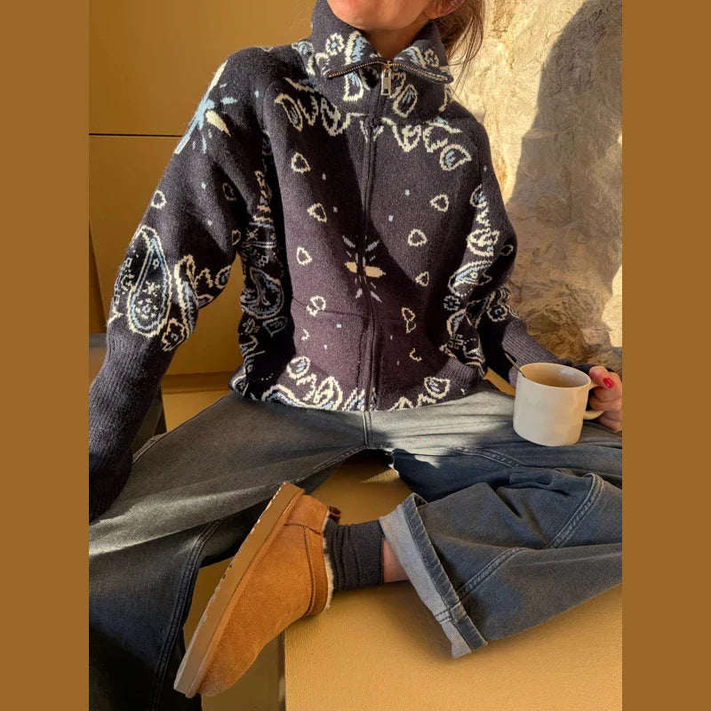 Women’s Jacquard Zip Cardigan
