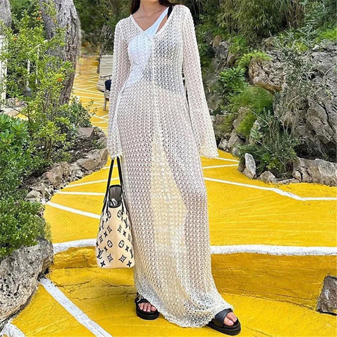 Long Sleeve Crochet Beach Tunic
