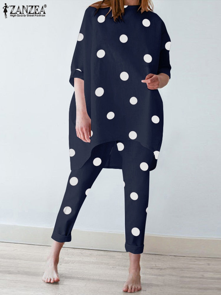 ANNA POLKA DOT SET B Navy