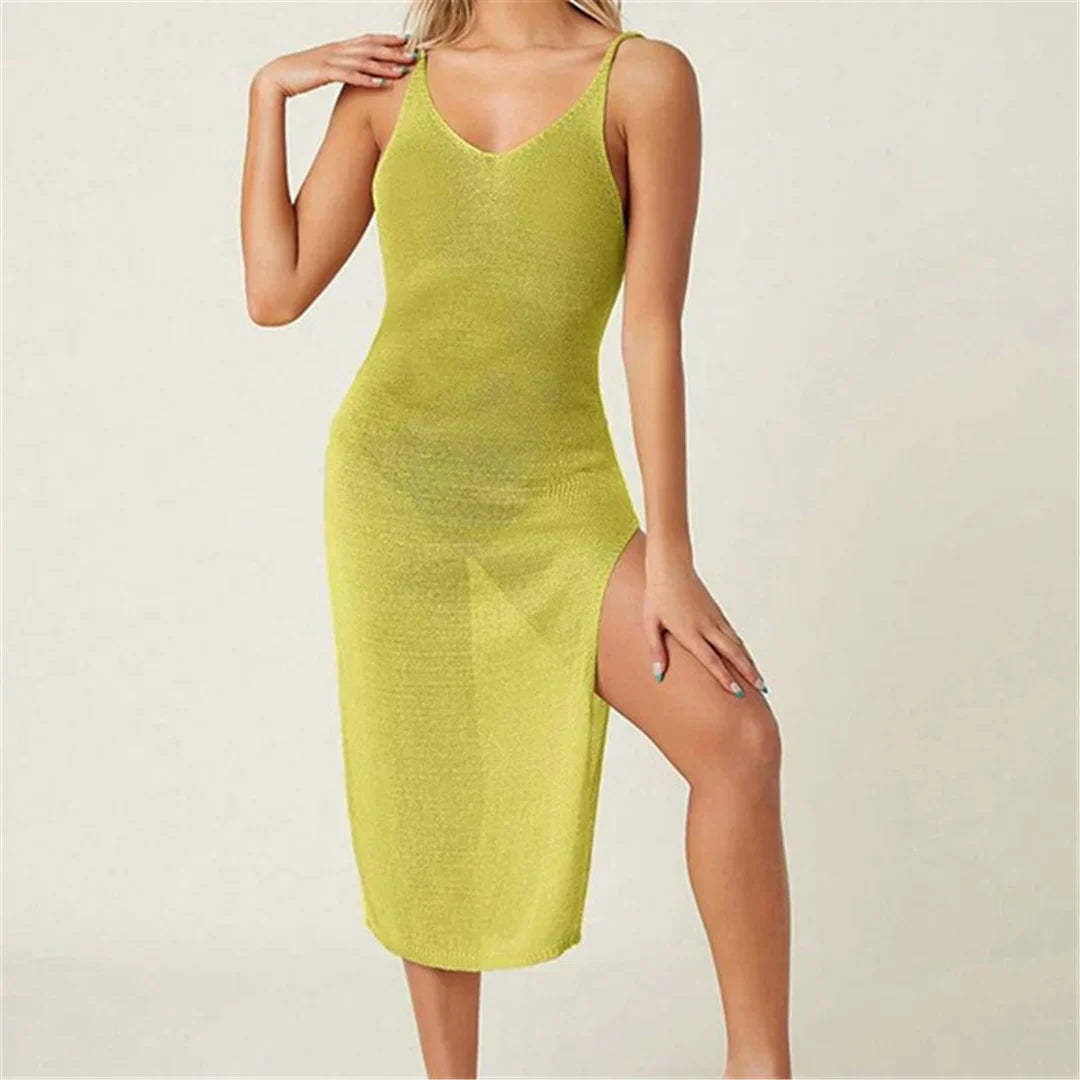Backless High Split Crochet Tunic