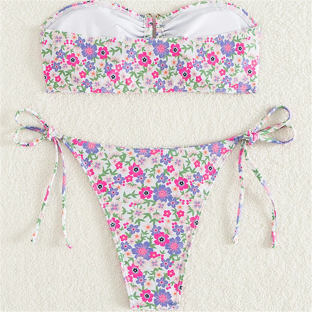 Floral Printed Bandeau Bikini