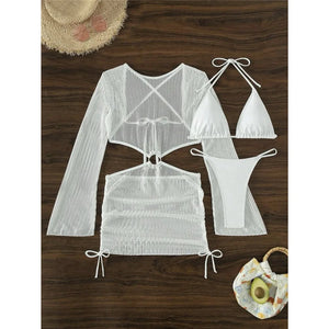 Halter Bikini with Long Sleeve Cover-Up