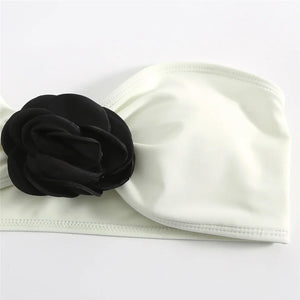 3D Flowers Bandeau Bikini Set