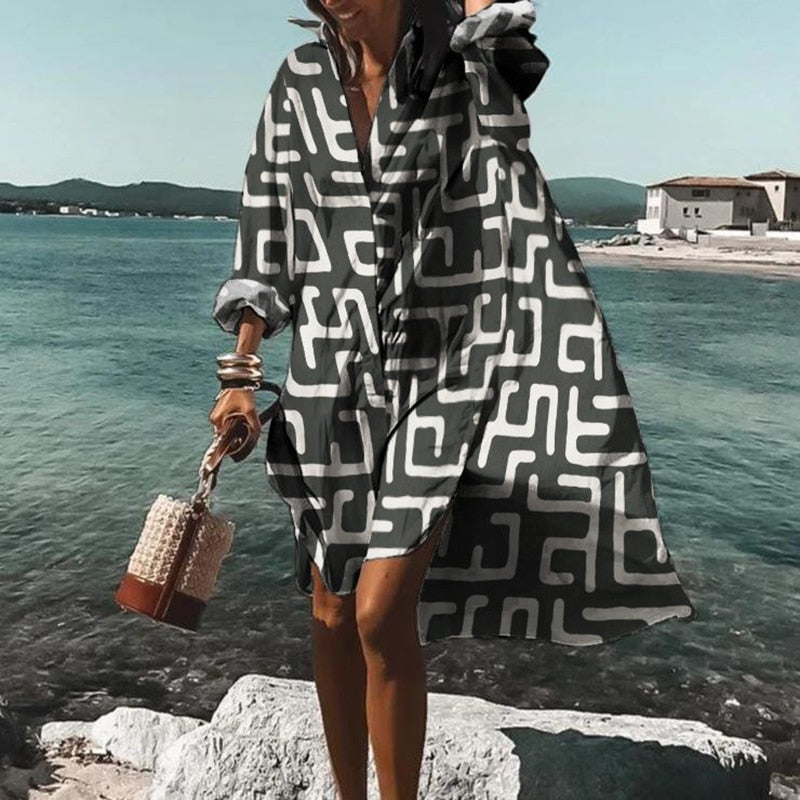 Kerry Dress Geometric Black