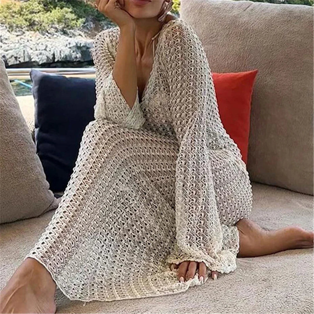 Long Sleeve Crochet Beach Tunic