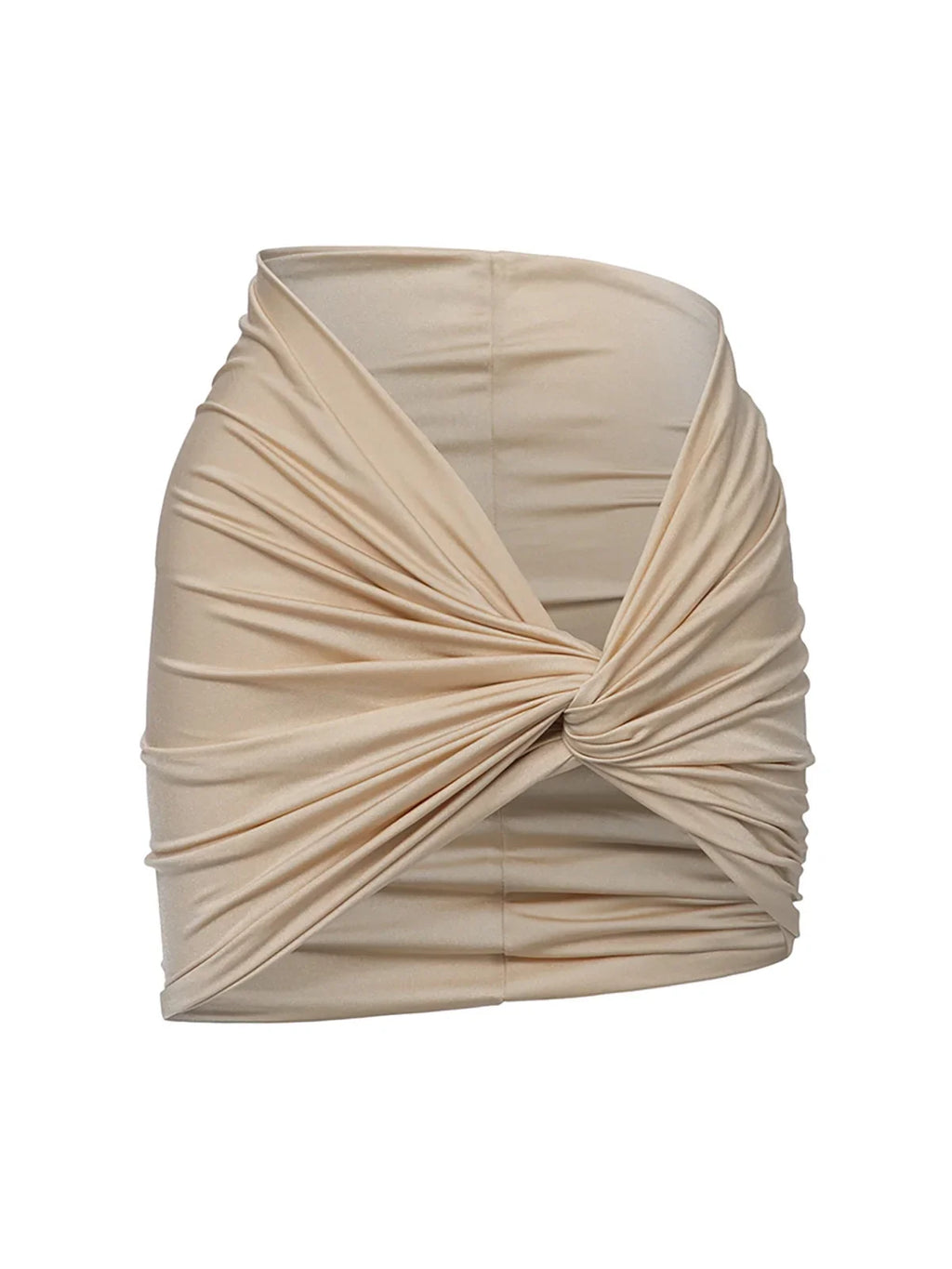 Halter Scrunch Butt Bikini Set Beige Skirt