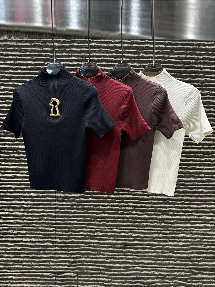Women’s Turtleneck Buckle T-Shirt