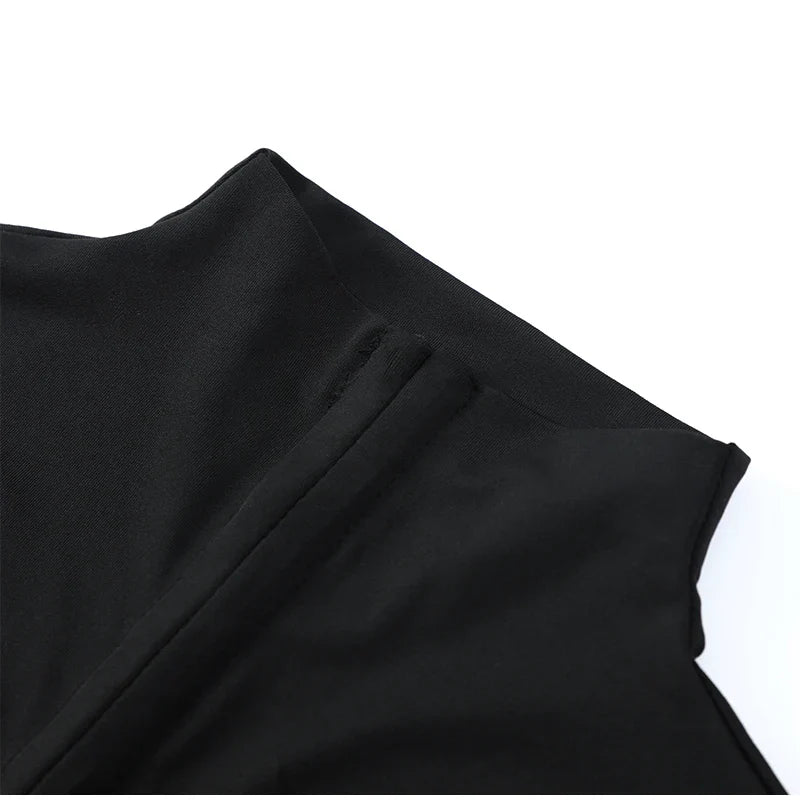 K-Pop Black Hollow Mini Dress