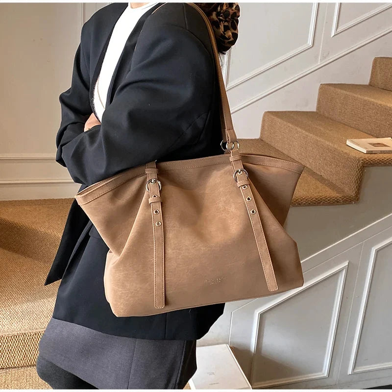 Mirella Suede Buckle Tote Bag