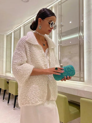 ELIKA CARDIGAN white