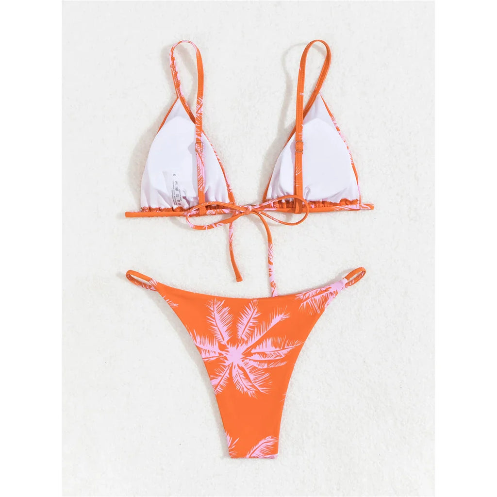 Printed High Leg Padded Bikini