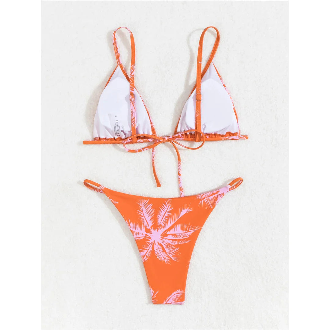 Printed High Leg Padded Bikini