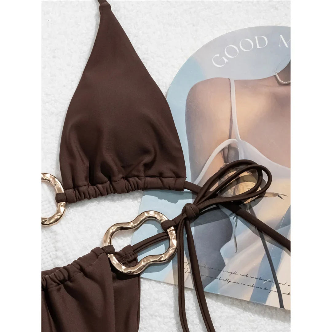 Halter Metal Ring Bikini Set