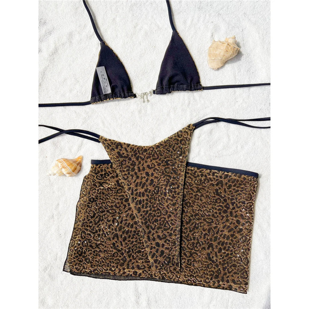 Leopard Halter Bikini Set