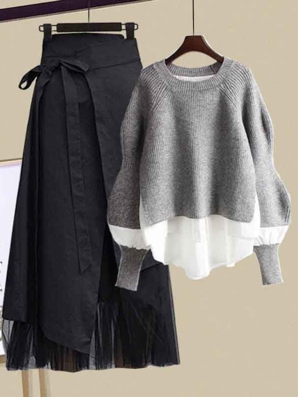 MARTA SKIRT SET Skirt Two Piece Set Gray