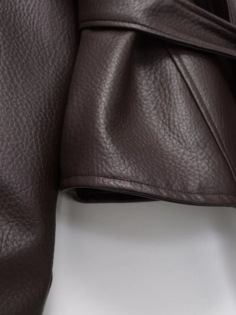 Valentina Belted PU Leather Jacket