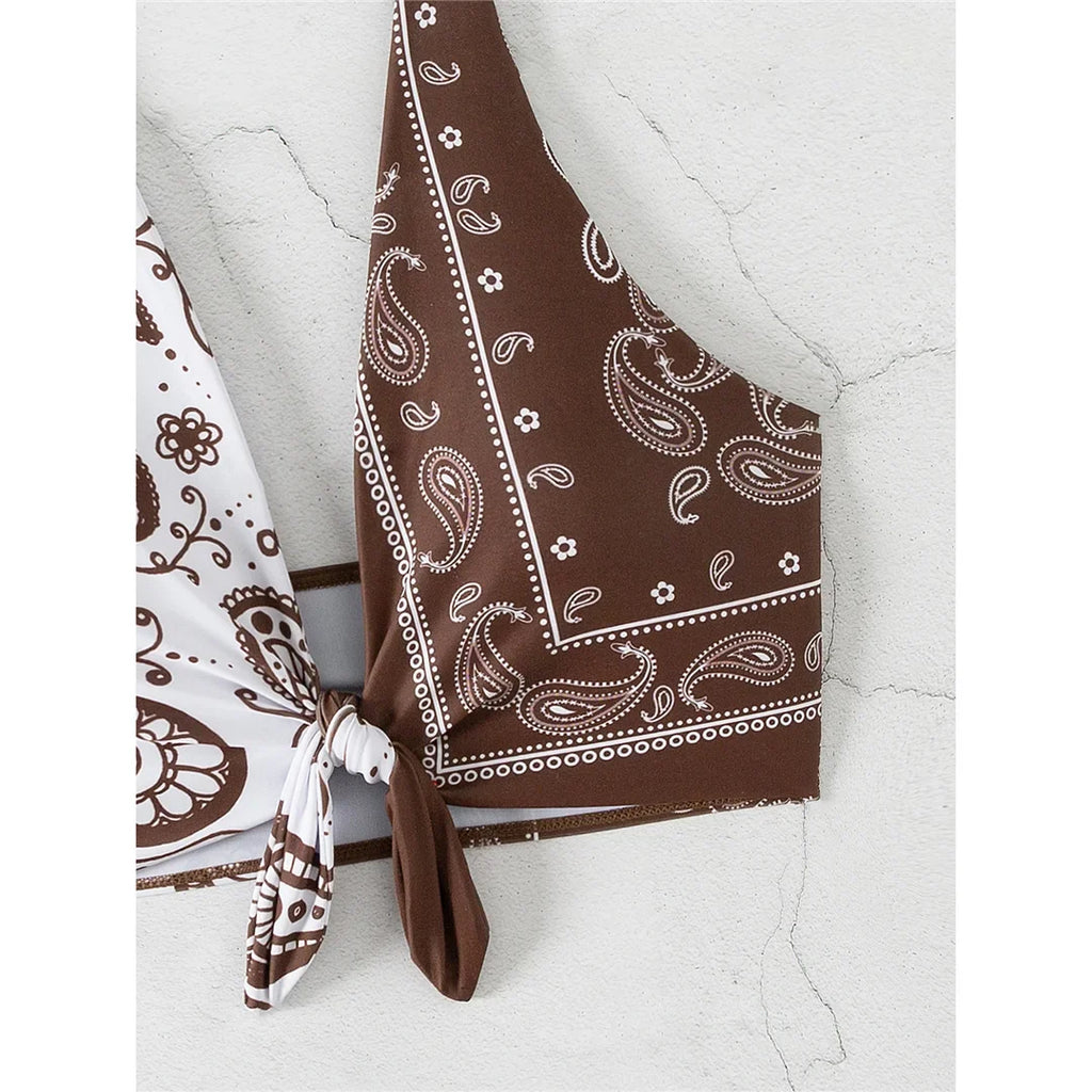 Printed Splicing Halter Top