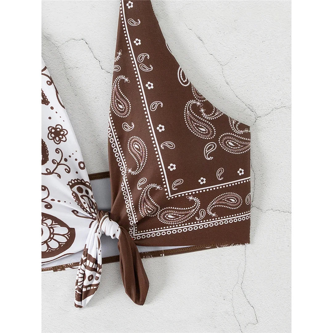 Printed Splicing Halter Top