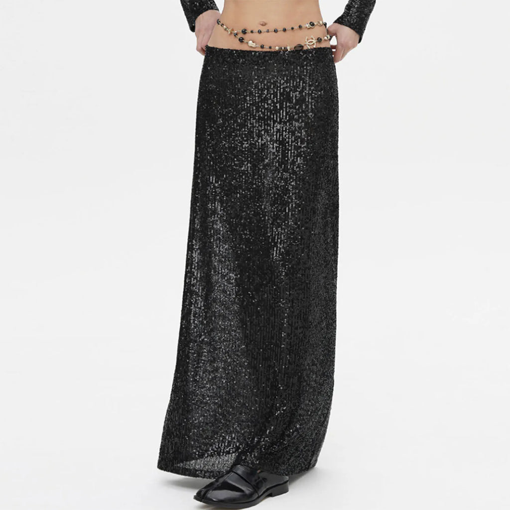 SEQUINED SKIRT Black Skirt