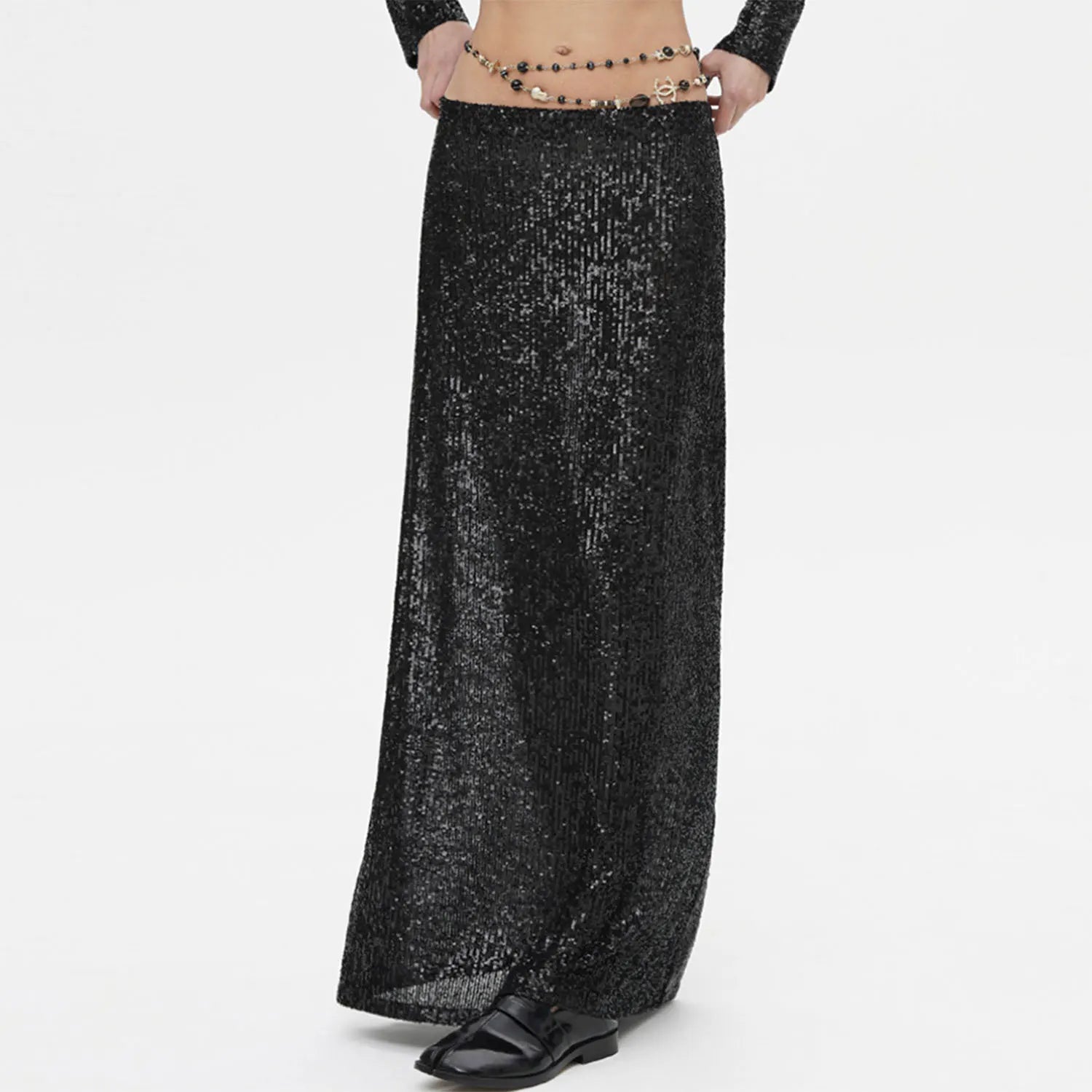 SEQUINED SKIRT Black Skirt
