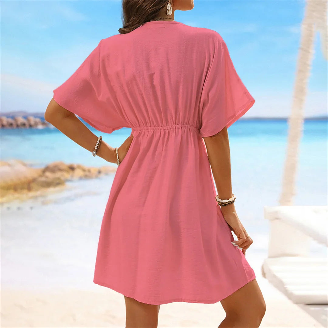 V Neck Lace Beach Tunic Cover-Up