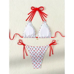 Cherry Printed Halter Bikini