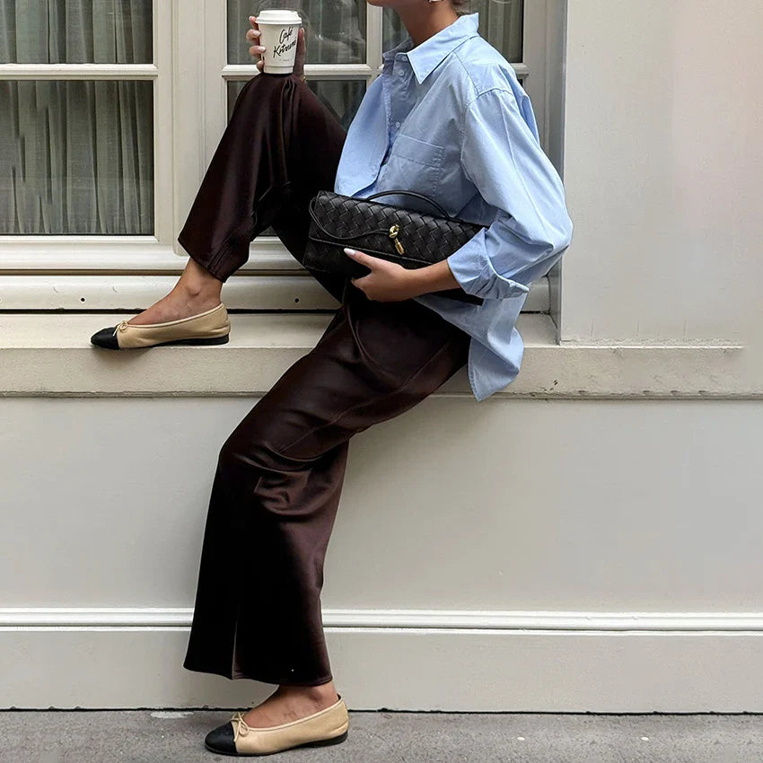 Elegant Satin Wide Leg Pants