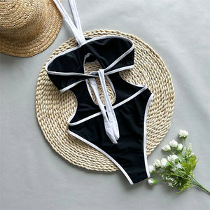 3D Flower Halter One Piece Swimsuit
