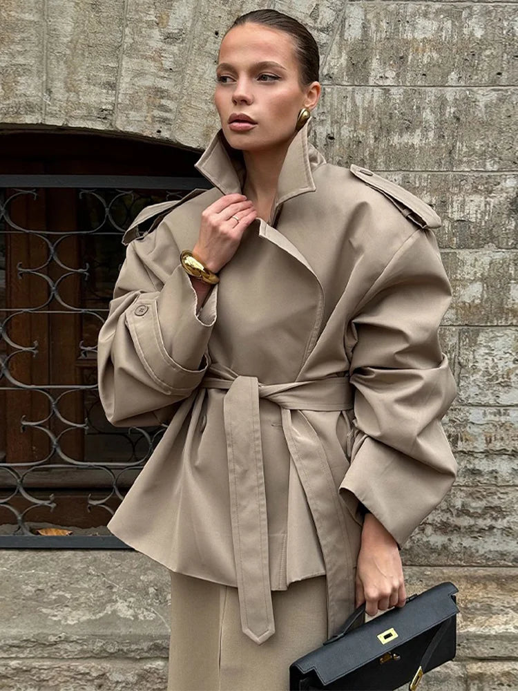 Women’s Lace-Up Long Trench Coat