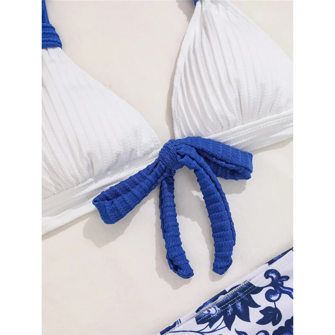 Floral Halter High Waist Bikini