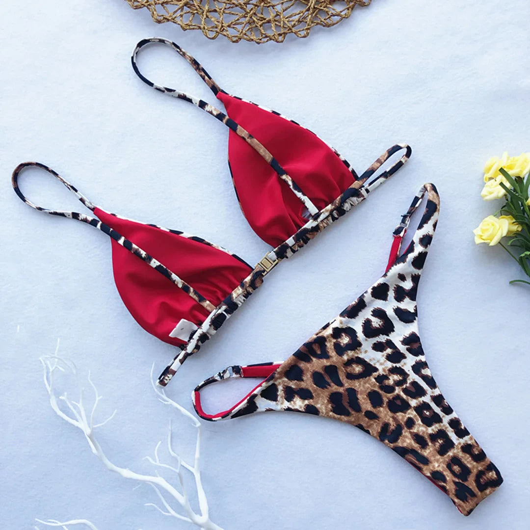 Leopard Print Brazilian Bikini Set