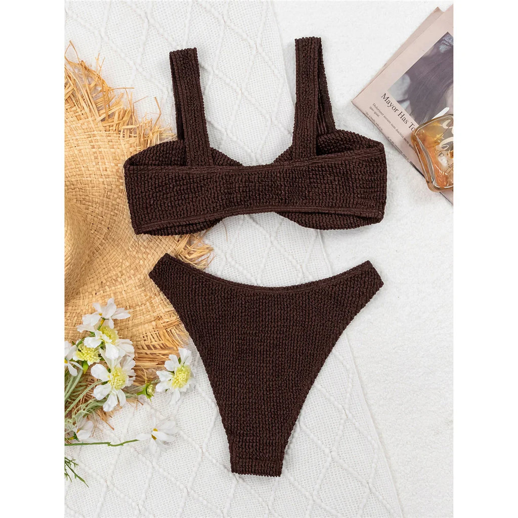 Crinkled Brazilian Bikini Set
