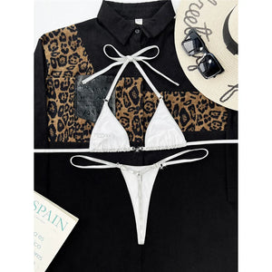 Faux Leather Mini Thong Bikini