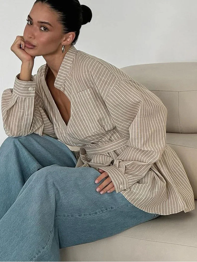 Loose Brown Stripe Shirt