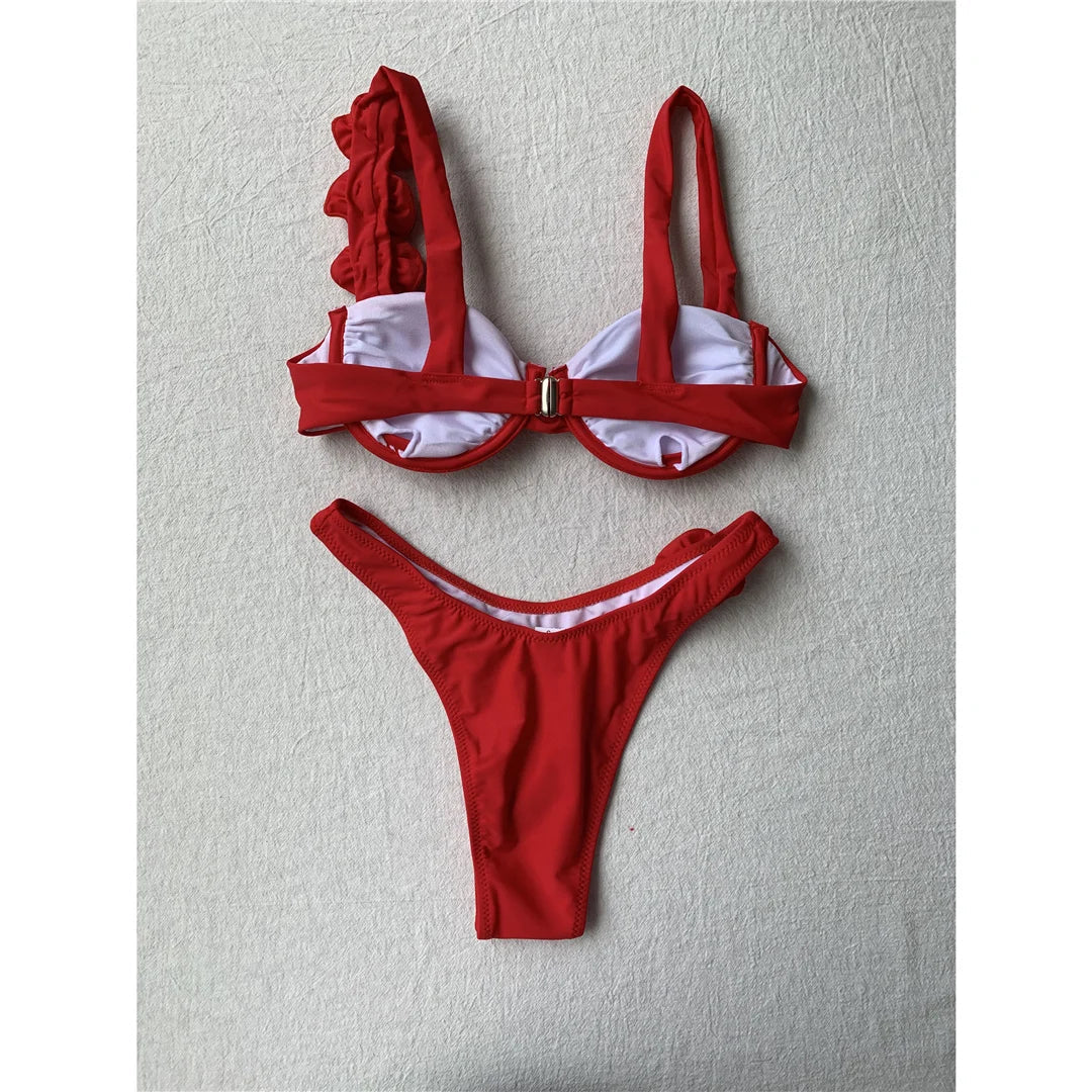 Flowers Underwired Brazilian Bikini Set