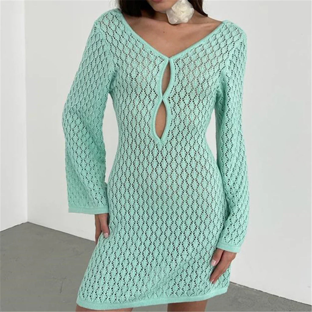 Cut Out Backless Crochet Beach Tunic